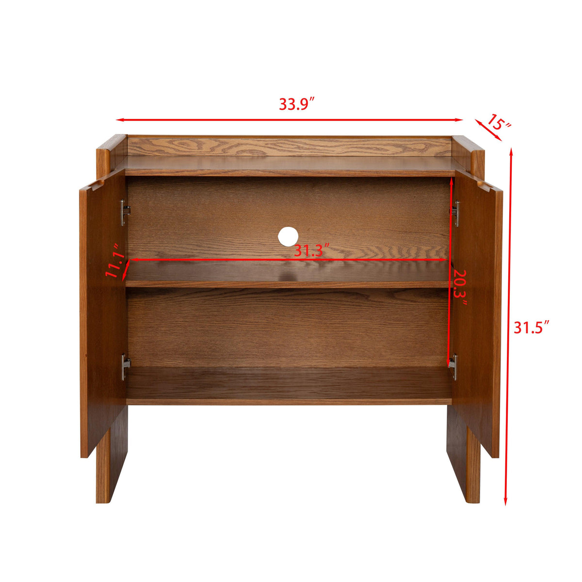 Modern Walnut Sideboard Buffet Cabinet With Storage.