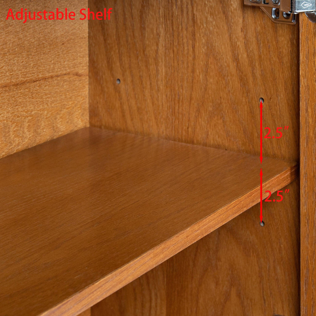Modern Walnut Sideboard Buffet Cabinet With Storage.