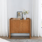 Modern Walnut Sideboard Buffet Cabinet With Storage.