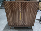 Modern Sideboard Buffet Cabinet with Carved 2 Doors and Adjustable Layer Board for Living Room and Kitchen, Walnut, MDF