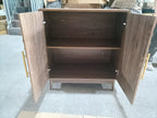 Modern Sideboard Buffet Cabinet with Carved 2 Doors and Adjustable Layer Board for Living Room and Kitchen, Walnut, MDF