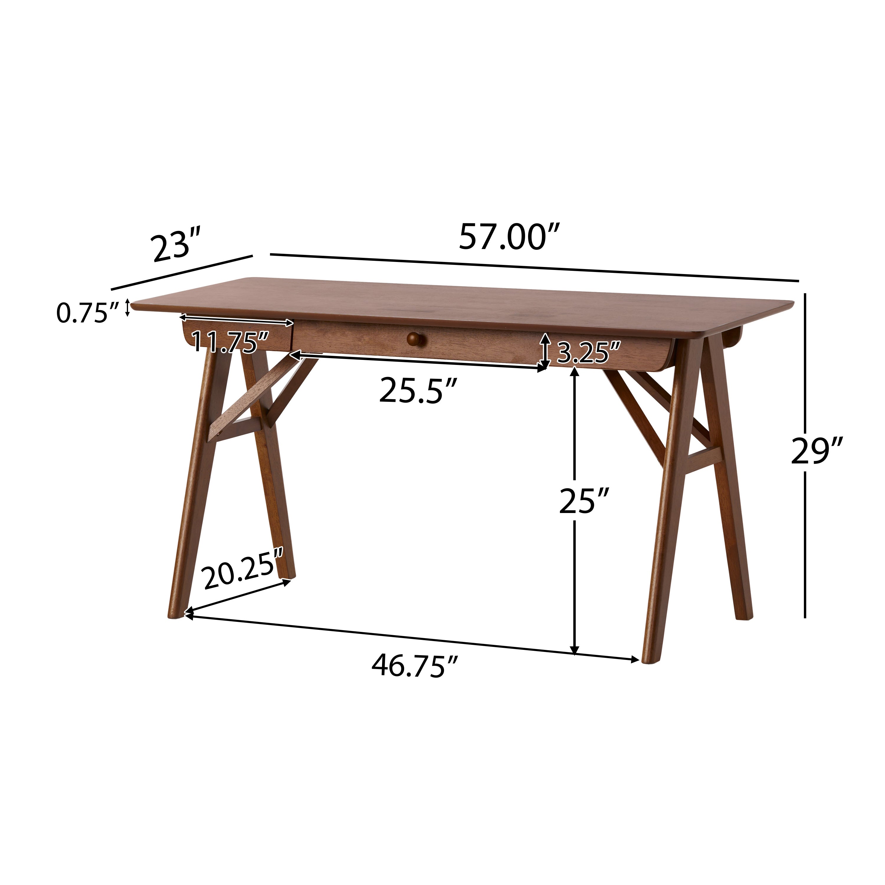Wood Desk with Drawers, Small Computer Desk for Small Spaces, Gaming Study Home Office Desks for Work, Student PC Desk for Bedroom, Escritorios para Cuartos (Walnut Color, 57 inch) Desk