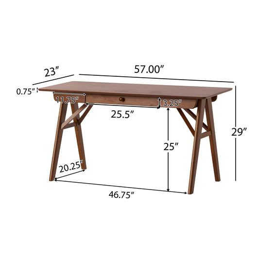 Wood Desk with Drawers, Small Computer Desk for Small Spaces, Gaming Study Home Office Desks for Work, Student PC Desk for Bedroom, Escritorios para Cuartos (Walnut Color, 57 inch) Desk