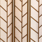 Modern Walnut and Linen Foldable 3-Panel Privacy Screen.
