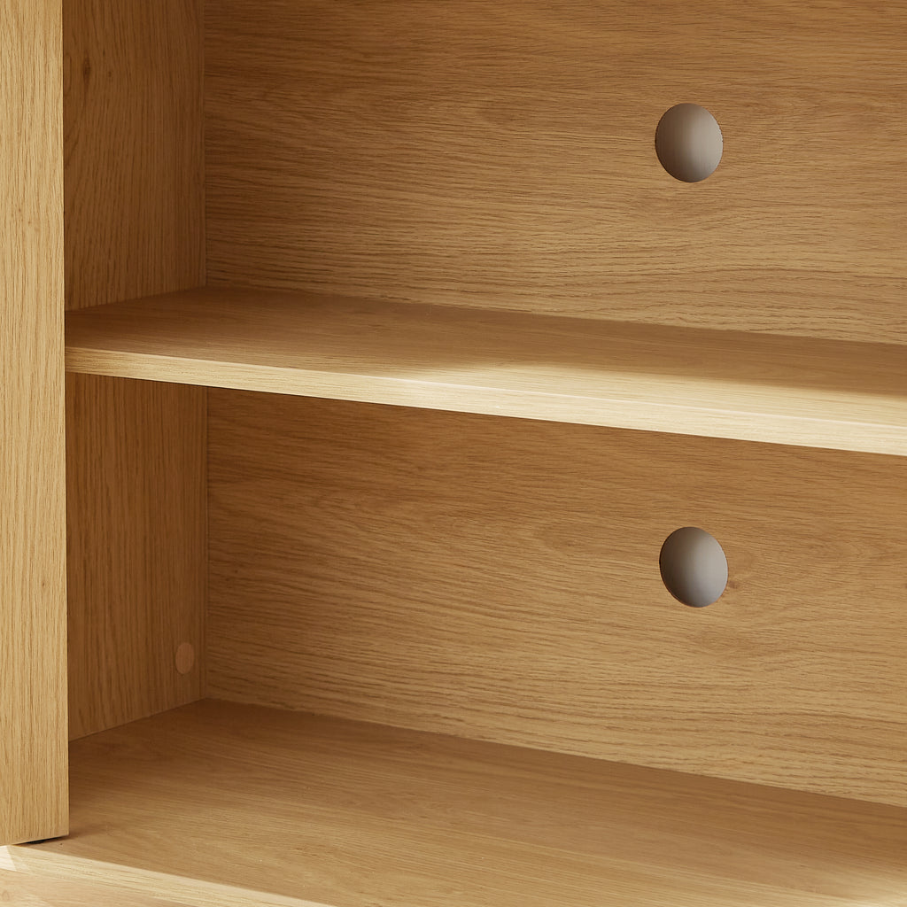 Modern Wavy TV Stand, Rounded Sideboard with Storage, Natural Particleboard and MDF, 64''W x 15''D x 24''H