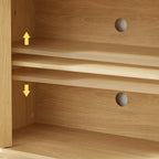 Modern Wavy TV Stand, Rounded Sideboard with Storage, Natural Particleboard and MDF, 64''W x 15''D x 24''H