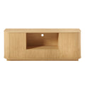 Modern Wavy TV Stand, Rounded Sideboard with Storage, Natural Particleboard and MDF, 64''W x 15''D x 24''H