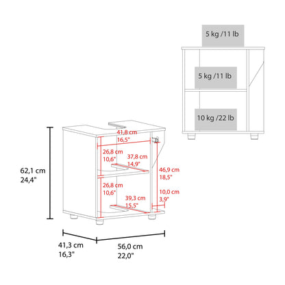 Wenge and Natural Oak Under Sink Storage Cabinet with Two Shelf Bathroom Cabinets