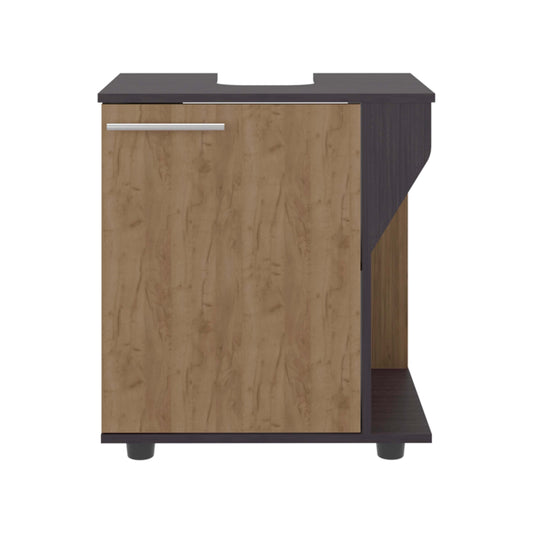 Wenge and Natural Oak Under Sink Storage Cabinet with Two Shelf Bathroom Cabinets