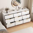 White 9 Drawer Dresser, Deep Chest of Drawers, Wooden Dresser Storage Cabinet for Bedroom, Hallway Dresser