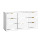 White 9 Drawer Dresser, Deep Chest of Drawers, Wooden Dresser Storage Cabinet for Bedroom, Hallway Dresser