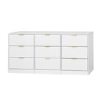White 9 Drawer Dresser, Deep Chest of Drawers, Wooden Dresser Storage Cabinet for Bedroom, Hallway Dresser