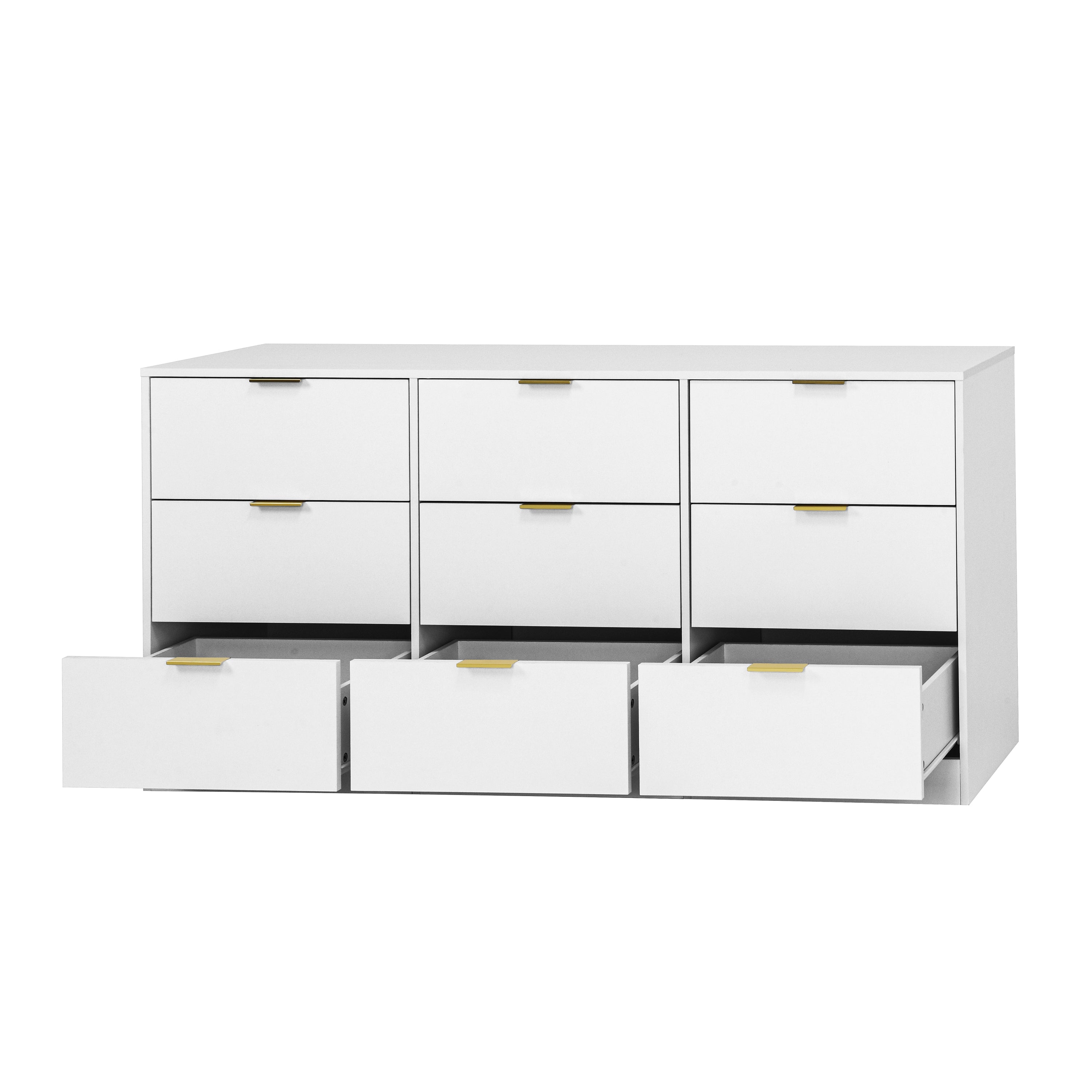 White 9 Drawer Dresser, Deep Chest of Drawers, Wooden Dresser Storage Cabinet for Bedroom, Hallway Dresser