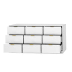 White 9 Drawer Dresser, Deep Chest of Drawers, Wooden Dresser Storage Cabinet for Bedroom, Hallway Dresser