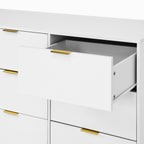 White 9 Drawer Dresser, Deep Chest of Drawers, Wooden Dresser Storage Cabinet for Bedroom, Hallway Dresser