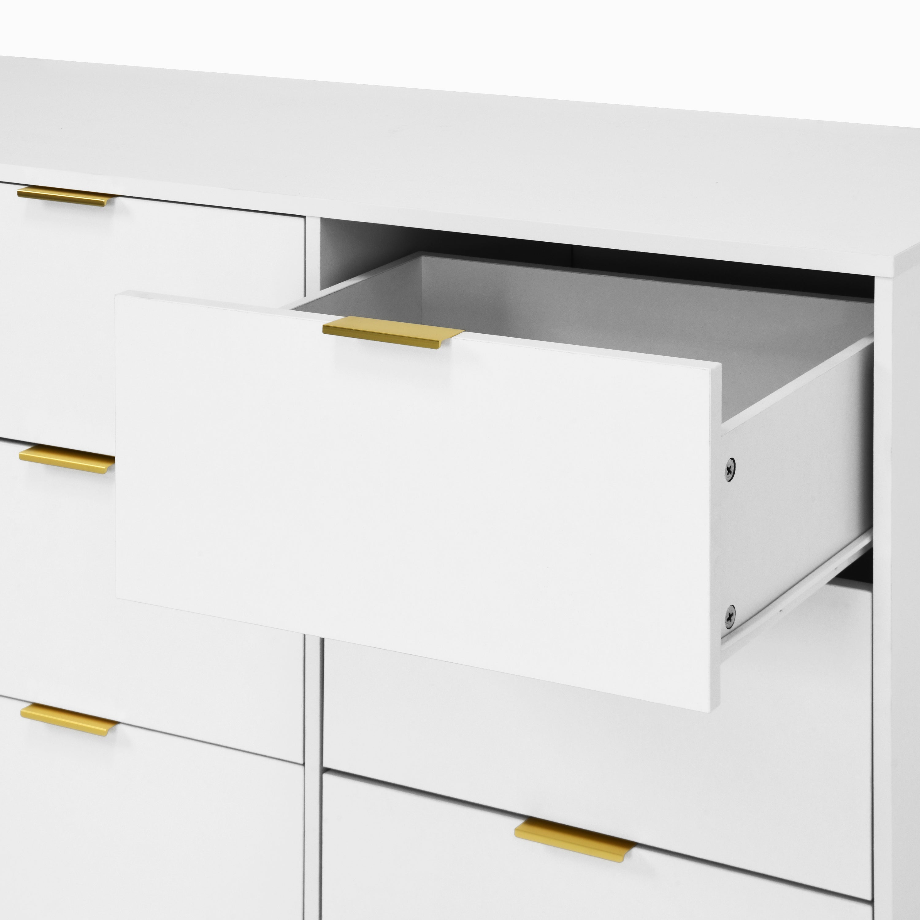 White 9 Drawer Dresser, Deep Chest of Drawers, Wooden Dresser Storage Cabinet for Bedroom, Hallway Dresser