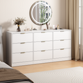 White 9 Drawer Dresser, Deep Chest of Drawers, Wooden Dresser Storage Cabinet for Bedroom, Hallway Dresser