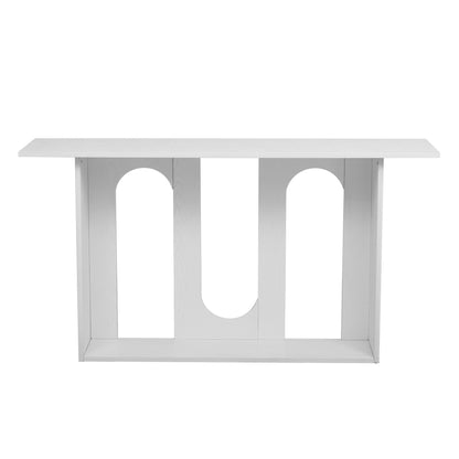 U_STYLE Modern and Curved Design Ash Veneer Console Table with Shelf,Suitable for Entryway,Hallway Living Room,Foyer,Corridor