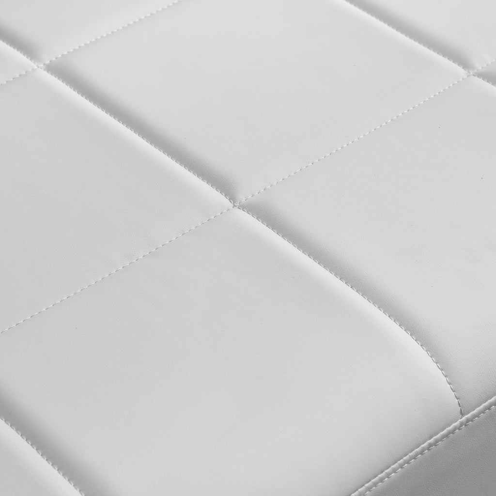 57.9 Width Modern Upholstery Faux Bonded Leather Loveseat Sofa for Living Room Accent Love Seats for Small Spaces 2 Seater Couch Sofa Office Apartment Studio Furniture with Golden Metal Arms,White