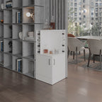 Jakes 42 Tall Corner Bar Cabinet with Eight Wine Bottle Cubbies and Double Door cabinet, Living Room, Liquor Cabinet, Storage Cabinet White