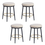 Modern White Counter Stools Set Of 4 With Iron Frame.