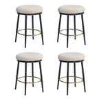 Modern White Counter Stools Set Of 4 With Iron Frame.