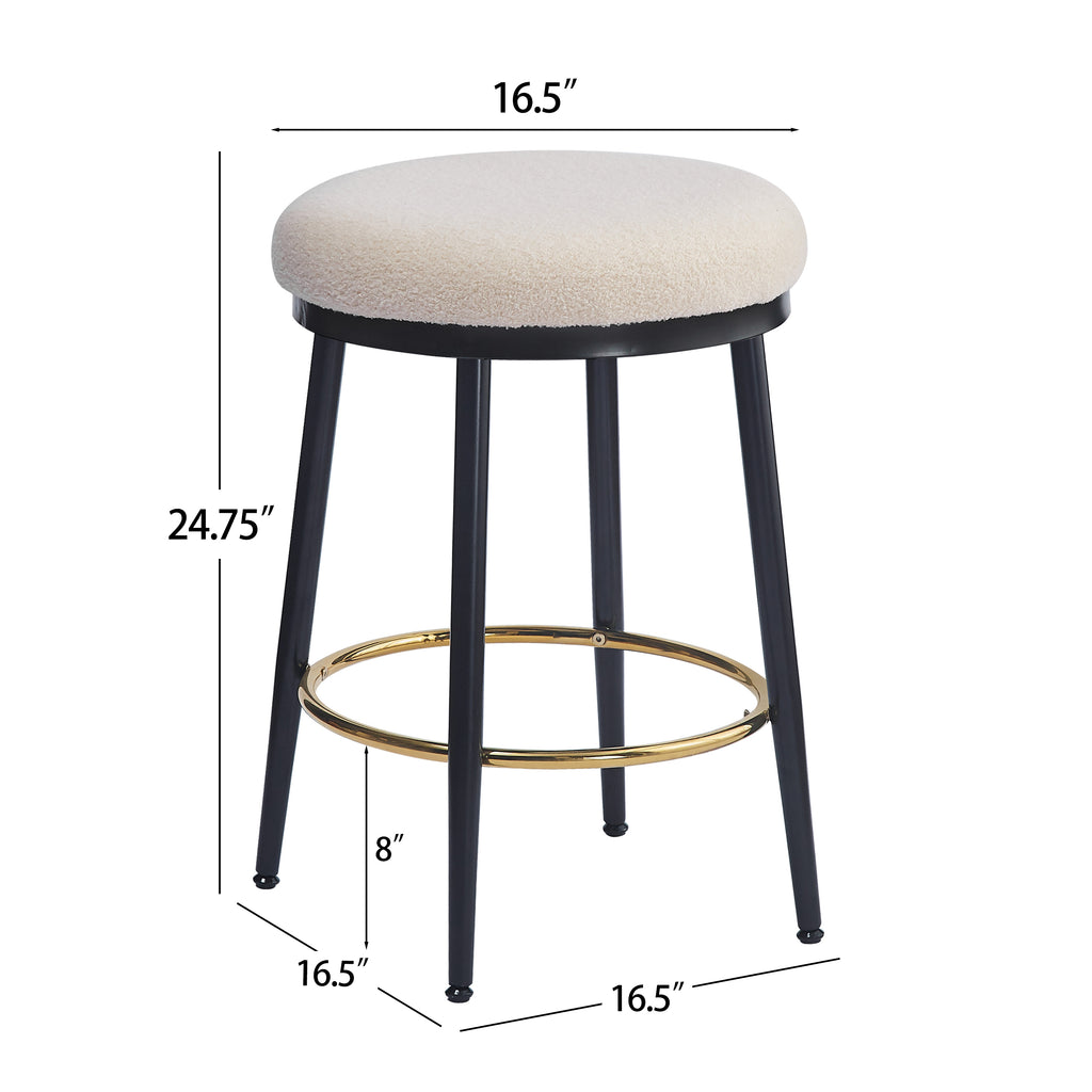 Modern White Counter Stools Set Of 4 With Iron Frame.