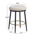 Modern White Counter Stools Set Of 4 With Iron Frame.