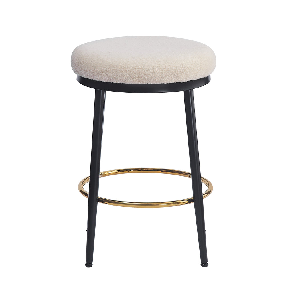 Modern White Counter Stools Set Of 4 With Iron Frame.