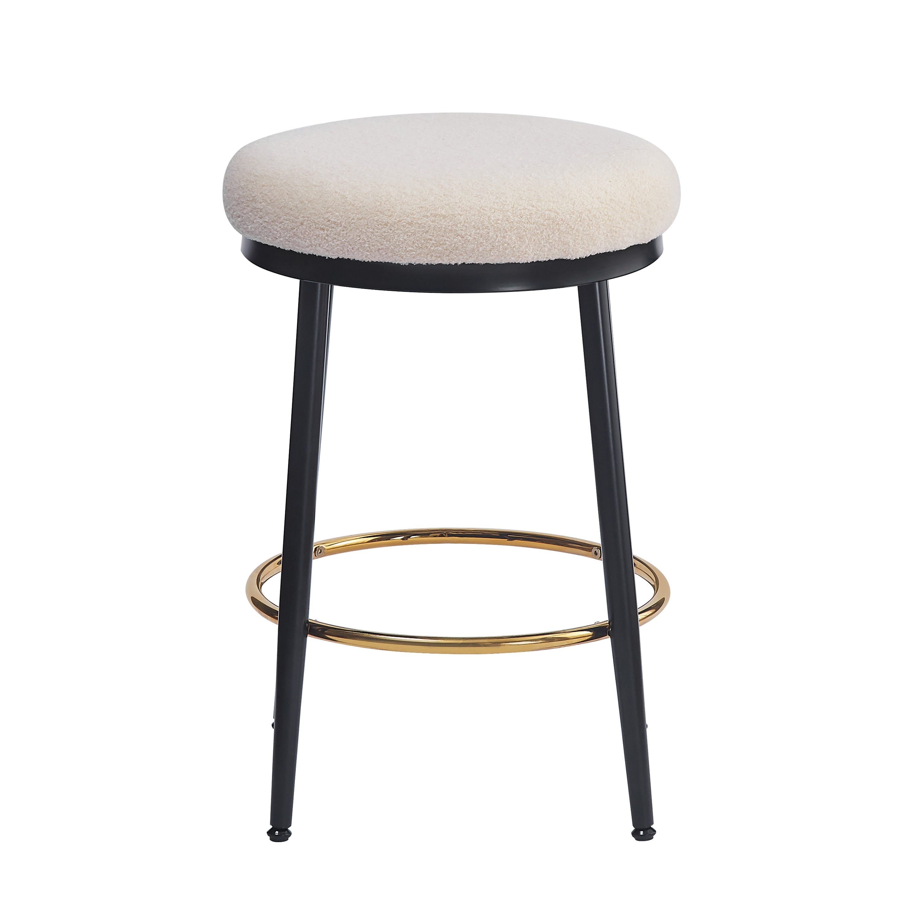 Modern White Counter Stools Set Of 4 With Iron Frame.