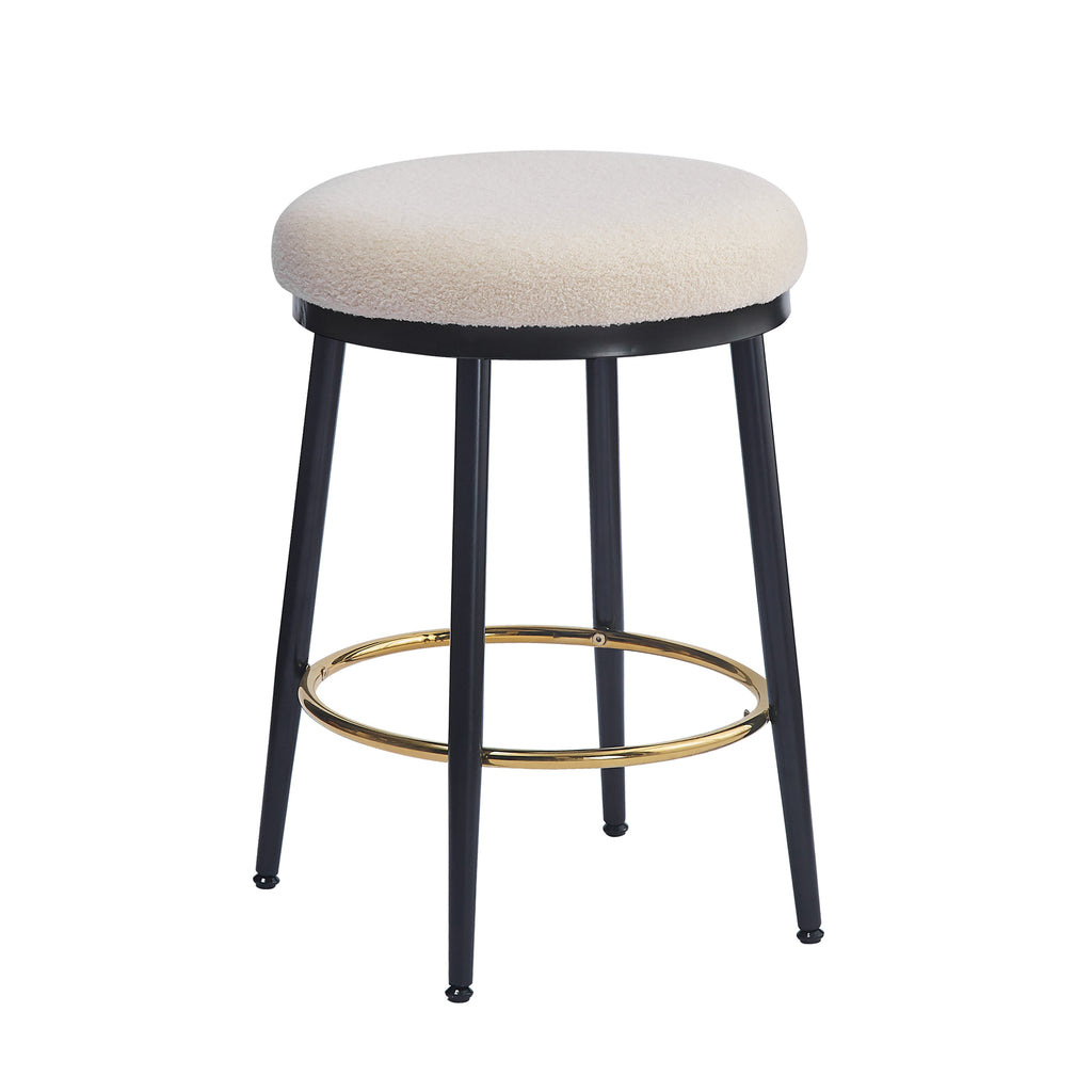 Modern White Counter Stools Set Of 4 With Iron Frame.
