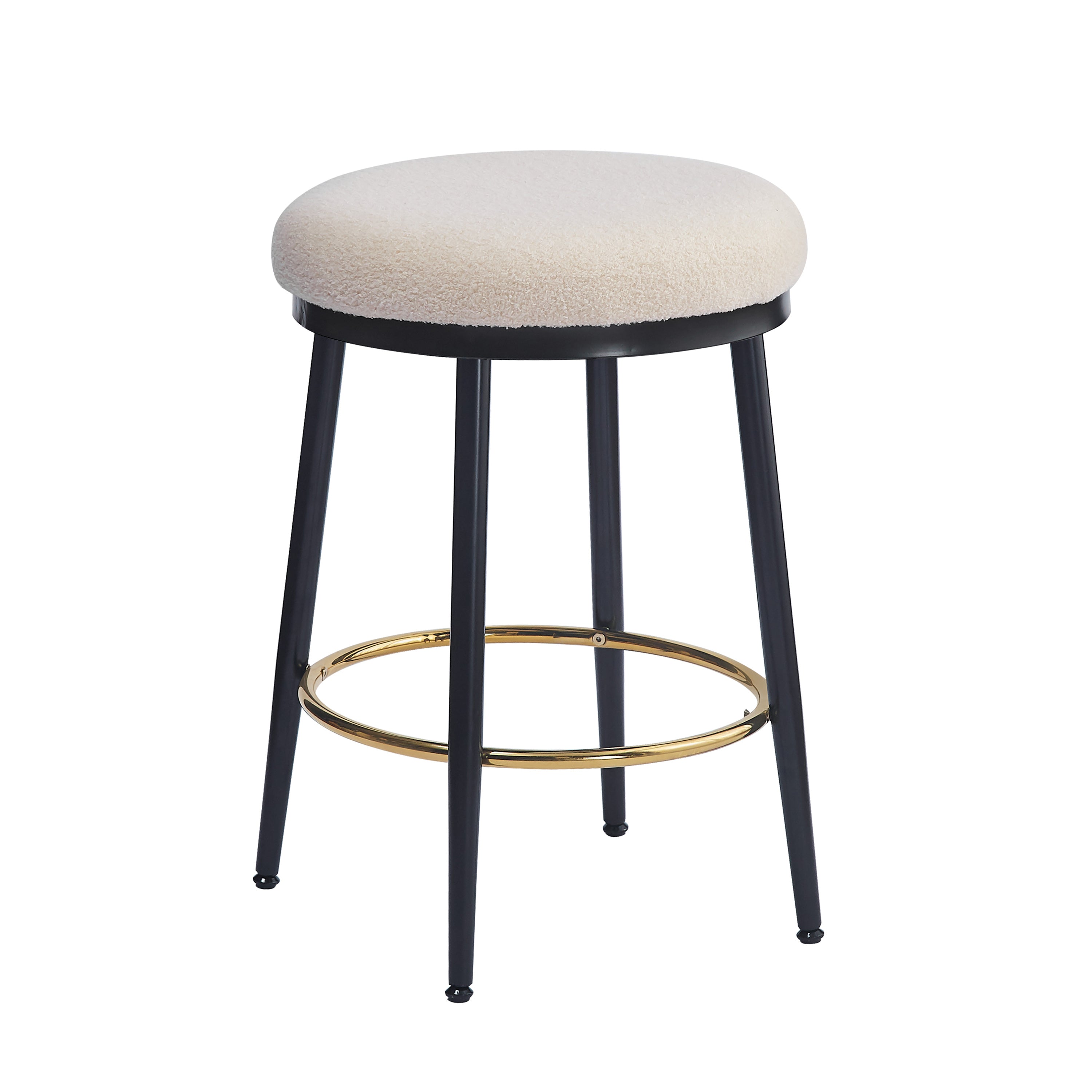 Modern White Counter Stools Set Of 4 With Iron Frame.