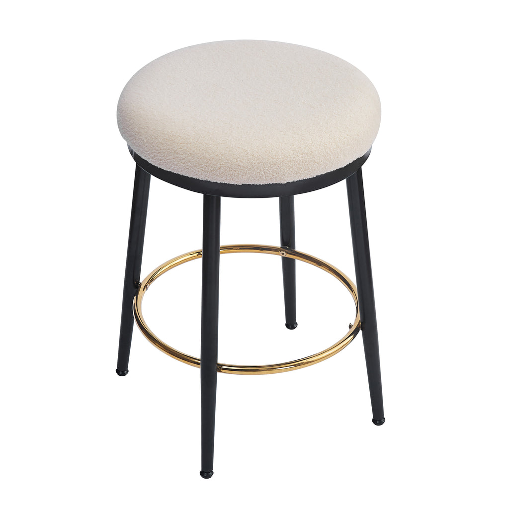 Modern White Counter Stools Set Of 4 With Iron Frame.