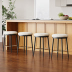 Modern White Counter Stools Set Of 4 With Iron Frame.