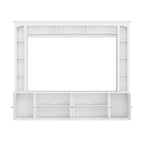 4-Piece Modern Entertainment Center Wall Unit with Bookshelves, All-in-1 Large TV Stand with Tempered Glass Door for TVs Up to 80', 92inch Media Console with Adjustable Shelves for Living Room, White