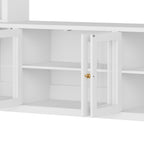 4-Piece Modern Entertainment Center Wall Unit with Bookshelves, All-in-1 Large TV Stand with Tempered Glass Door for TVs Up to 80', 92inch Media Console with Adjustable Shelves for Living Room, White
