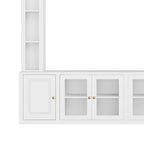 4-Piece Modern Entertainment Center Wall Unit with Bookshelves, All-in-1 Large TV Stand with Tempered Glass Door for TVs Up to 80', 92inch Media Console with Adjustable Shelves for Living Room, White