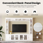 4-Piece Modern Entertainment Center Wall Unit with Bookshelves, All-in-1 Large TV Stand with Tempered Glass Door for TVs Up to 80', 92inch Media Console with Adjustable Shelves for Living Room, White