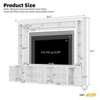 4-Piece Modern Entertainment Center Wall Unit with Bookshelves, All-in-1 Large TV Stand with Tempered Glass Door for TVs Up to 80', 92inch Media Console with Adjustable Shelves for Living Room, White