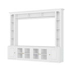 4-Piece Modern Entertainment Center Wall Unit with Bookshelves, All-in-1 Large TV Stand with Tempered Glass Door for TVs Up to 80', 92inch Media Console with Adjustable Shelves for Living Room, White