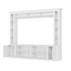 4-Piece Modern Entertainment Center Wall Unit with Bookshelves, All-in-1 Large TV Stand with Tempered Glass Door for TVs Up to 80', 92inch Media Console with Adjustable Shelves for Living Room, White