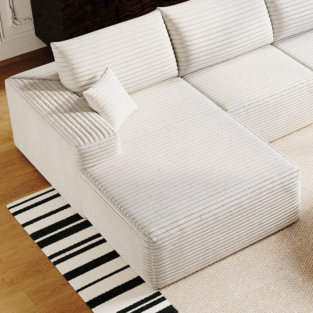 Modern White Fabric Sleeper Sofa - 69.7" x 38.6" x 25.2".