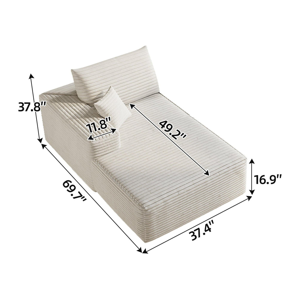Modern White Fabric Sleeper Sofa - 69.7" x 38.6" x 25.2".