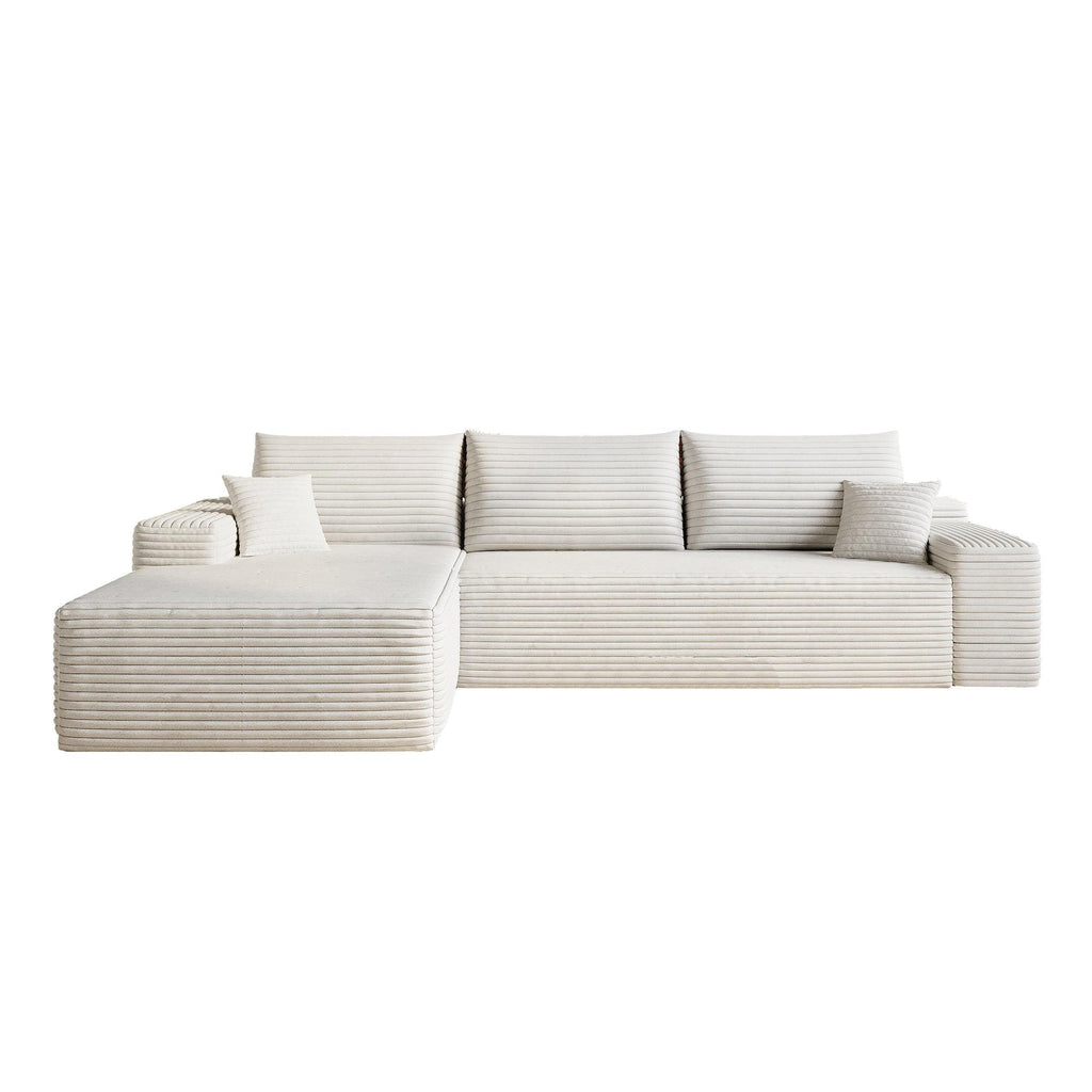 Modern White Fabric Sleeper Sofa - 69.7" x 38.6" x 25.2".