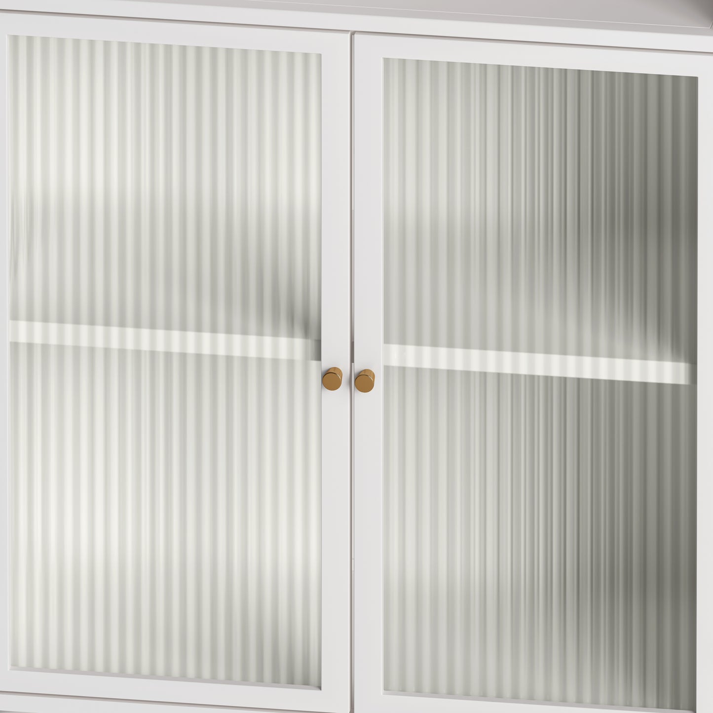 45.28" H Storage Cabinet, Bathroom Floor Cabinet with Glass Door and Shelves,  Freestanding Display Storage Cabinet for Bathroom, Living Room, Kitchen, Home Office,White