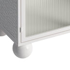 45.28" H Storage Cabinet, Bathroom Floor Cabinet with Glass Door and Shelves,  Freestanding Display Storage Cabinet for Bathroom, Living Room, Kitchen, Home Office,White