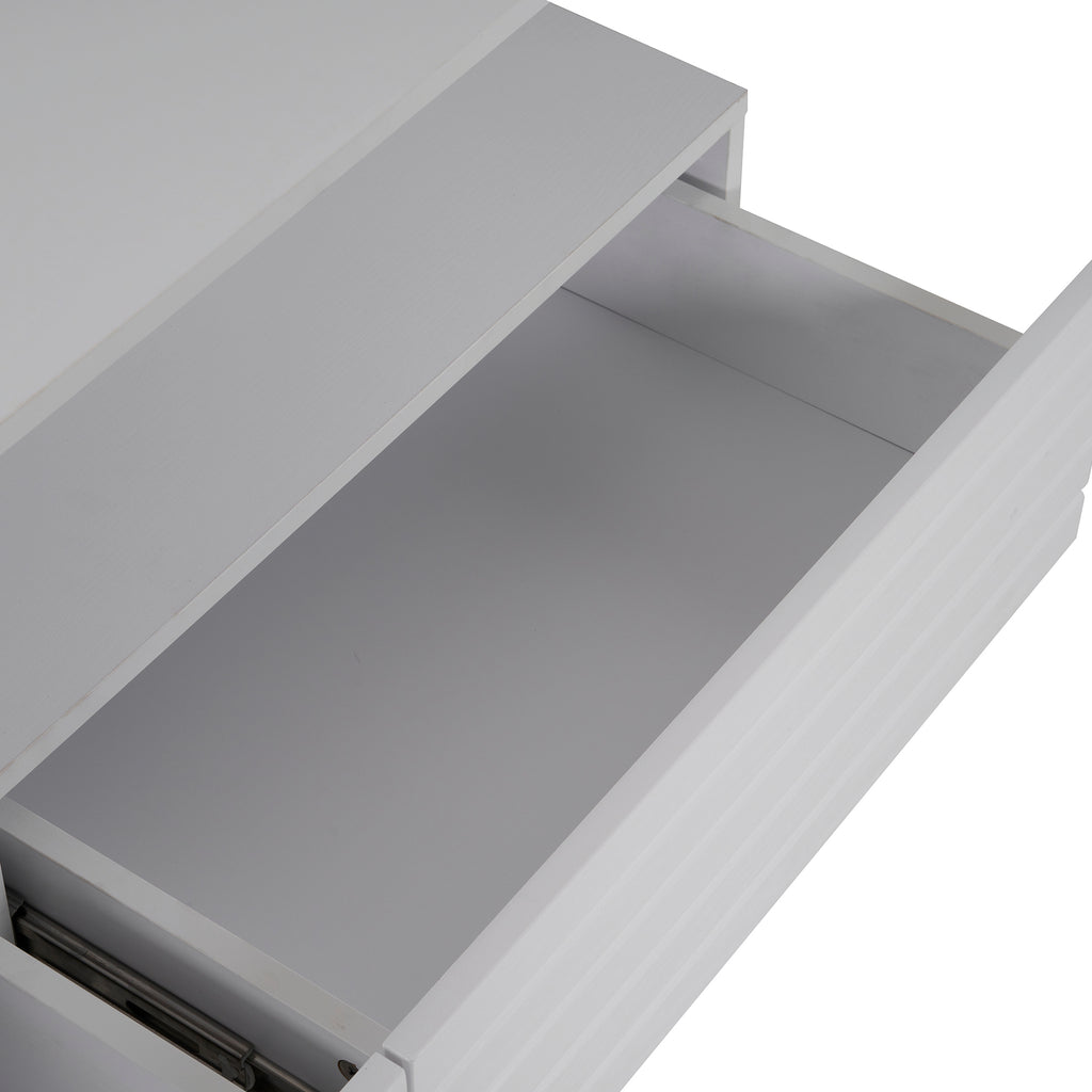 Modern White Rectangular LED Lights Coffee Table with 2 drawers in 47.2'