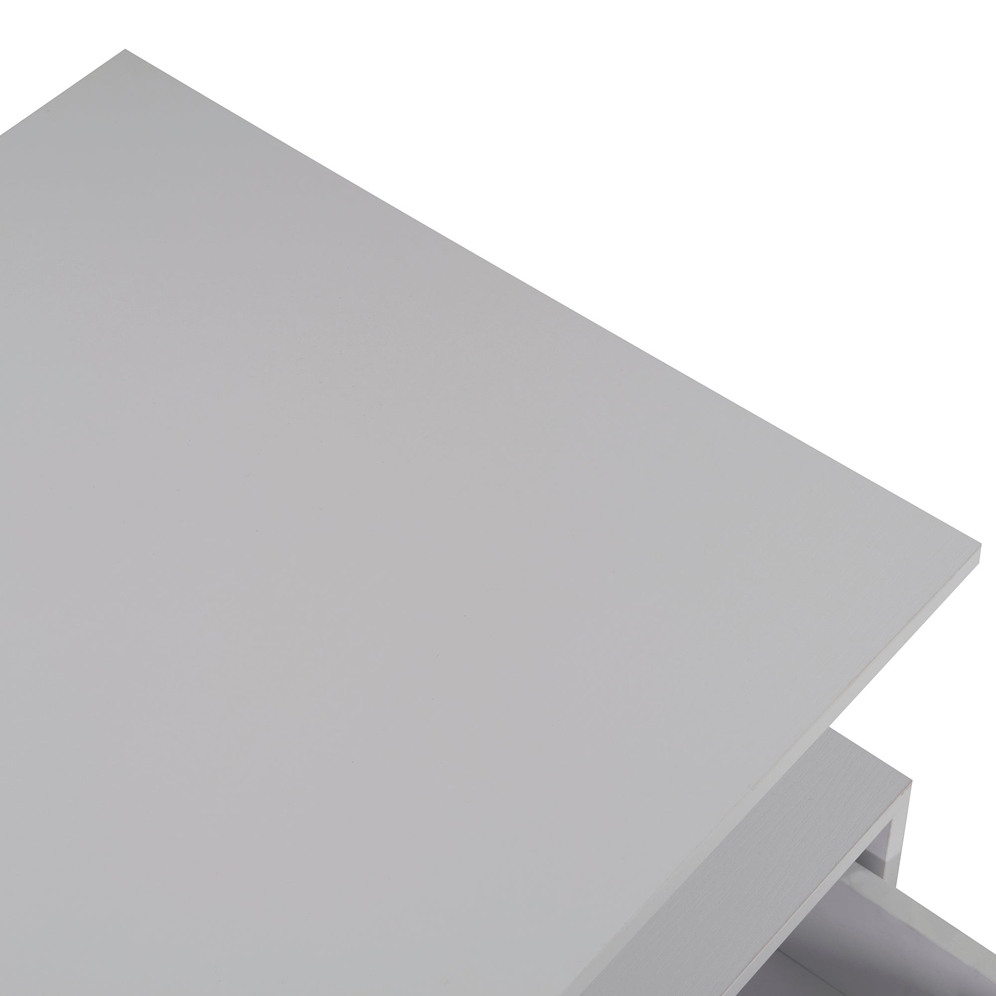 Modern White Rectangular LED Lights Coffee Table with 2 drawers in 47.2'