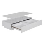 Modern White Rectangular LED Lights Coffee Table with 2 drawers in 47.2'