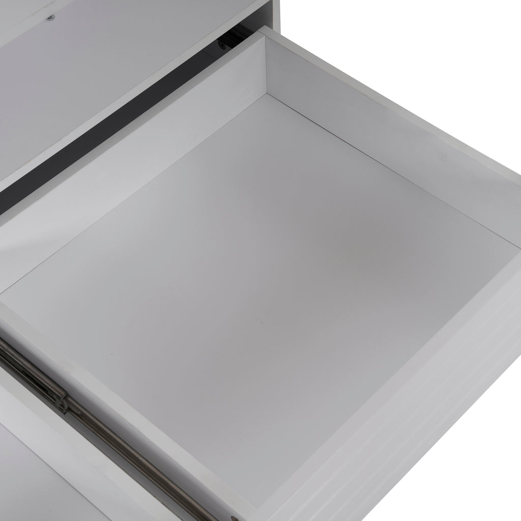 Modern White Rectangular LED Lights Coffee Table with 2 drawers in 47.2'